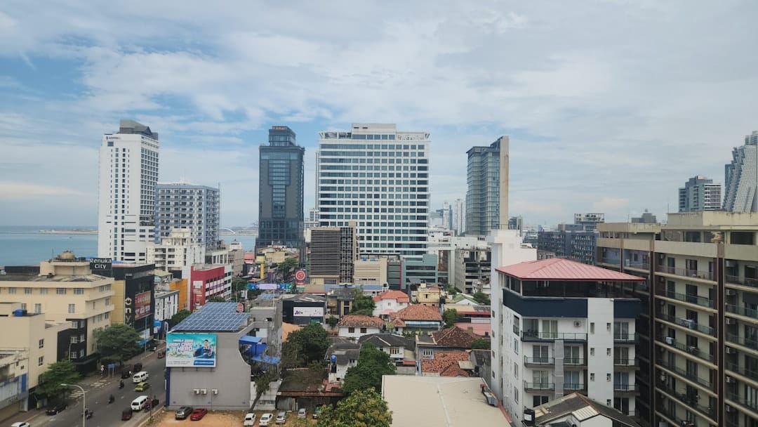 A view of a city from the top of a building