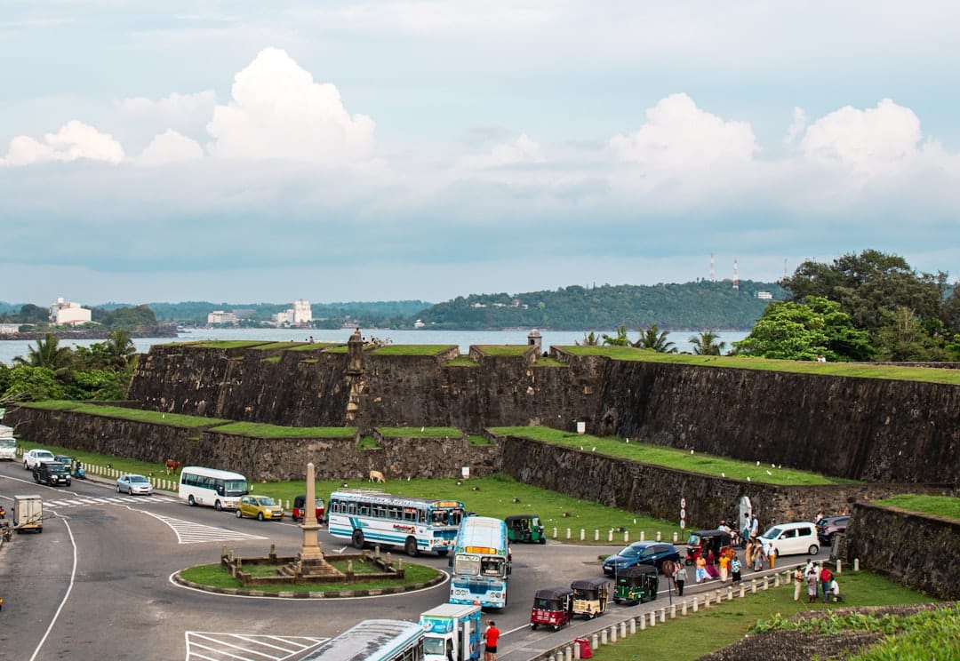Historic galle fort dominates a coastal landscape.